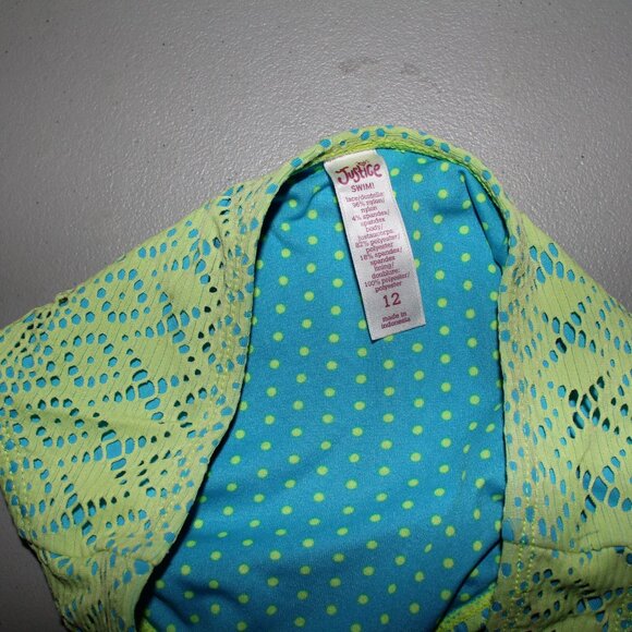 Green & Blue 2 Pcs Justice Bikini Swimsuit Size 12 - Picture 4 of 11